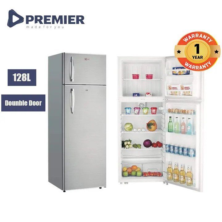 (CRAZY OFFER) Premier 128L double door fridge PM-128L Silver XL home fridge two doors refrigerator with 1 year warranty electronics and appliances home improvements refrigerators