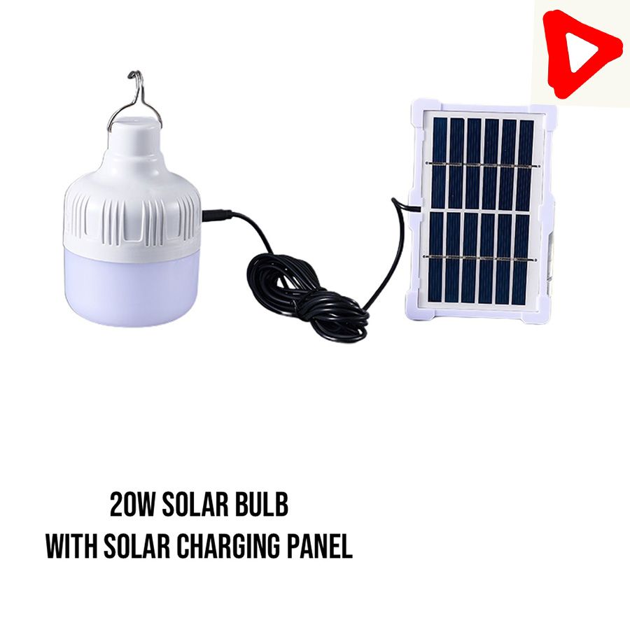 20W SOLAR BULB WITH SOLAR CHARGING PANEL Rechargeable