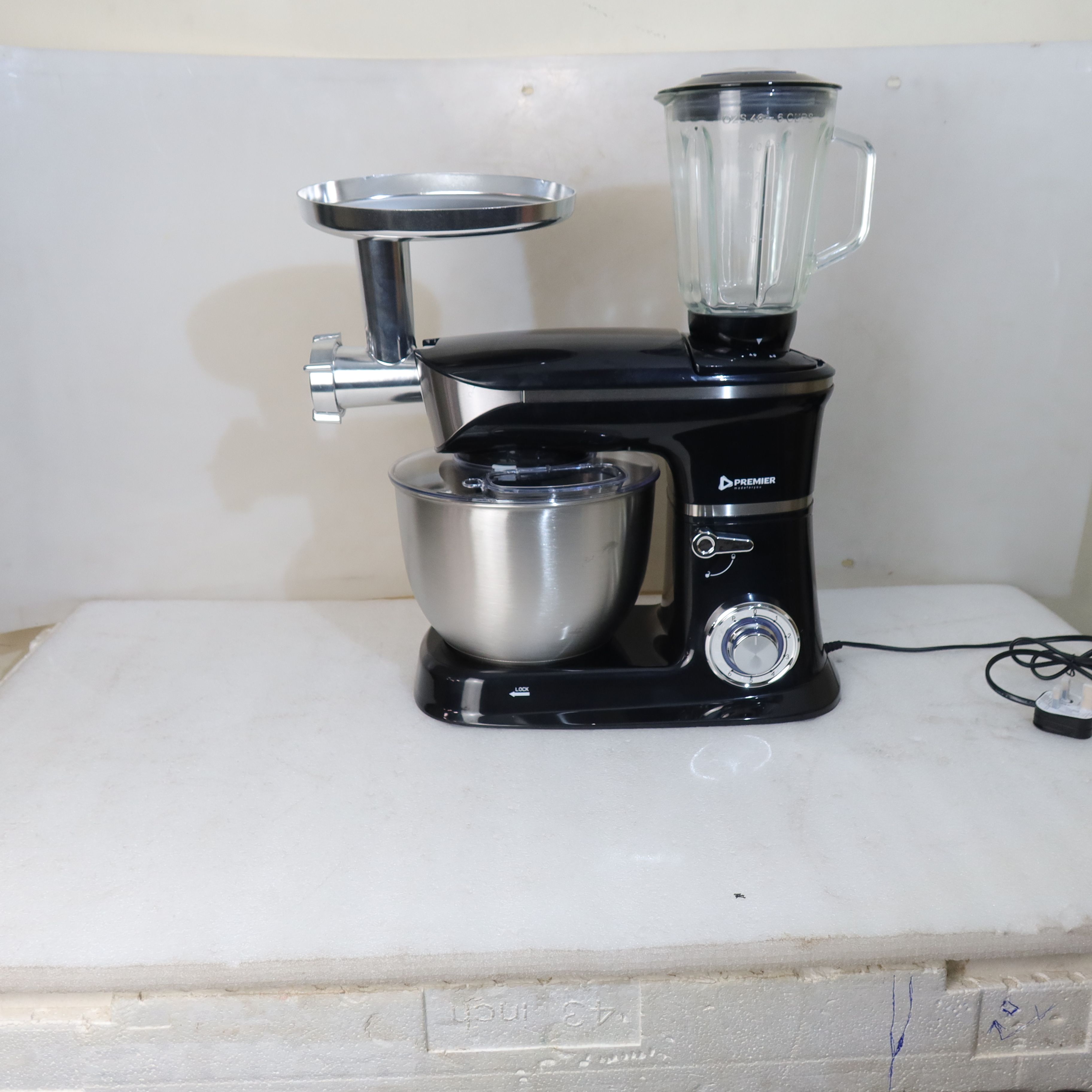 Premier Heavy duty 3-in-1 Multifunctional Stand Mixer with  1.5ltrs Commercial Blender and Meat Grinder  PM-506 1500watts and a commercial dough bowl mixer of 6.5ltrs 1Yr Warranty