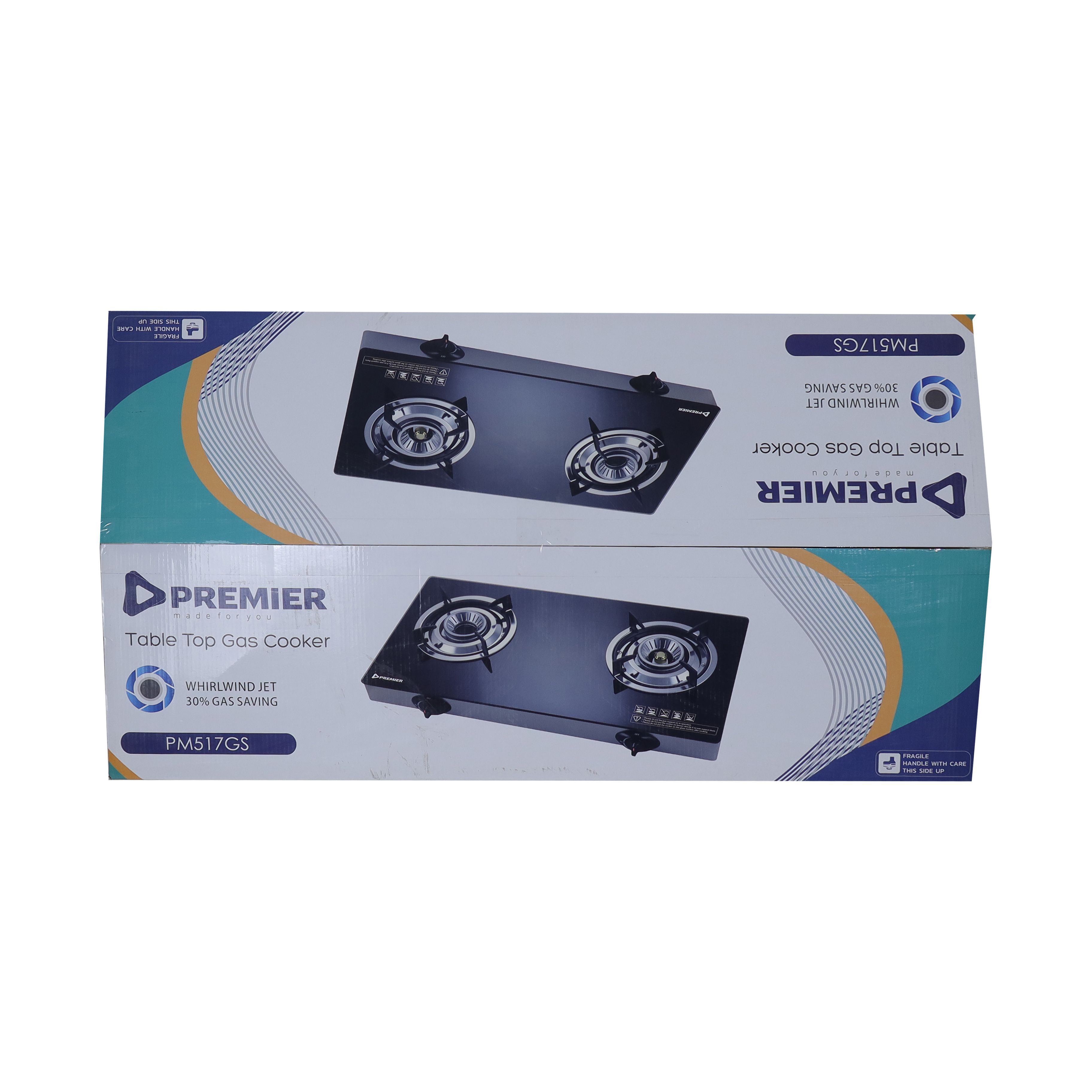 PREMIER Gas Cooker Elite 2 Burner Stainless Steel LPG Stove Table Top PM-517GS Auto Ignition Flame Control Kitchen Appliances Cooktops 1Year Warranty