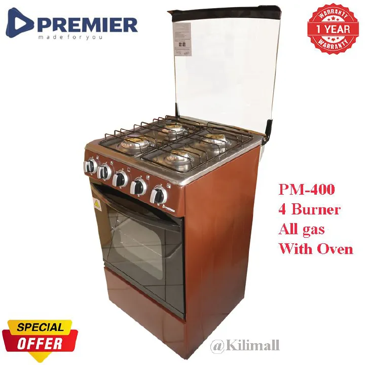 Premier 4 Burner Cooker PM-400 All Gas With Oven Auto Ignition Electronics And Appliances Home Improvement Standing Gas Cookers brown