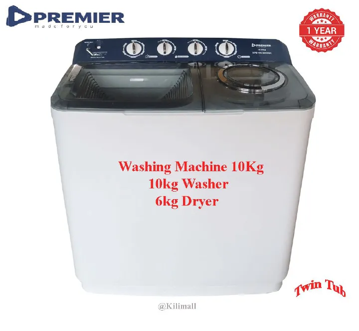 PREMIER Twin Tub Washing Machine  XPB-100-2009SK 10Kgs Washer 6Kgs Dryer Top Loading Washing Machine Semi Automatic ,All In One Combination Washers and dryers 1 yr Warranty