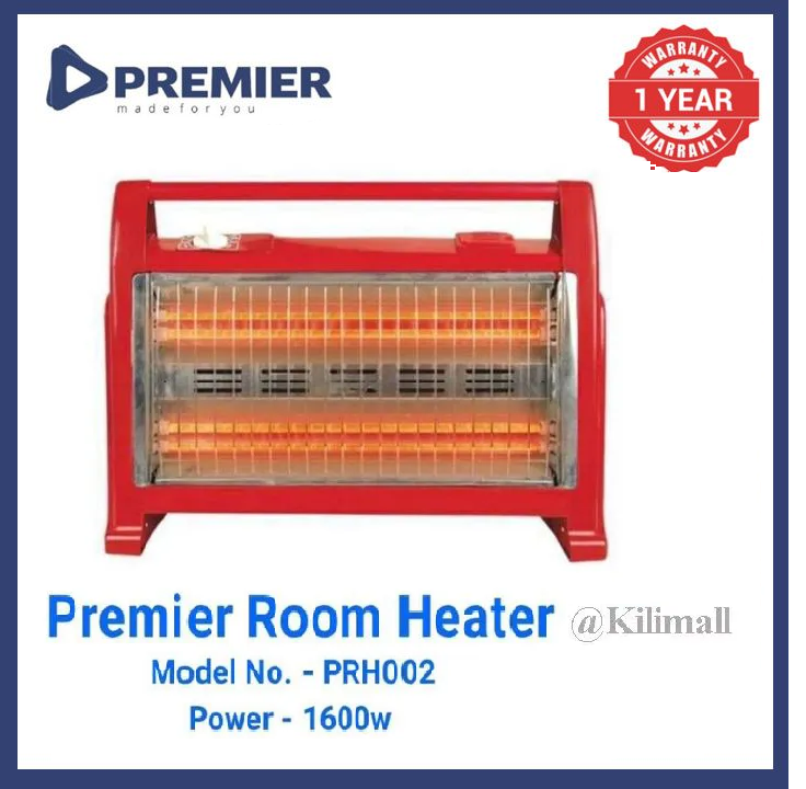 Premier PRH-002 Halogen Room Heater 2 heating settings Portable Quartz Heater 1600W Powerful & Compact automatically shuts off Easy Controls