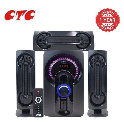CTC 3.1 Ch Home theater Subwoofer Multimedia Speaker System CT-6001  MP3, SD Card, USB Slot with 1 year warranty FM radio black home audio home theater speaker system