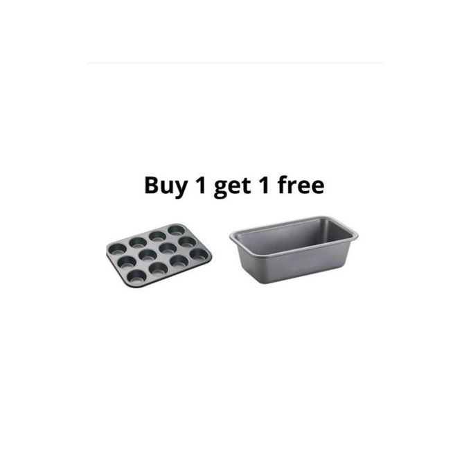 12 Holes Cup Cake Baking Tins + FREE Bread Baking Tin