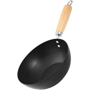 Heavy duty mini WOK Pan Comfortable Handle Compact Multipurpose Cooking Pan Stainless Steel Base Anti Sticking for Daily Home Cooking (26cm)