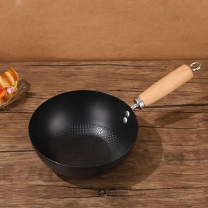 Heavy duty mini WOK Pan Comfortable Handle Compact Multipurpose Cooking Pan Stainless Steel Base Anti Sticking for Daily Home Cooking (26cm)