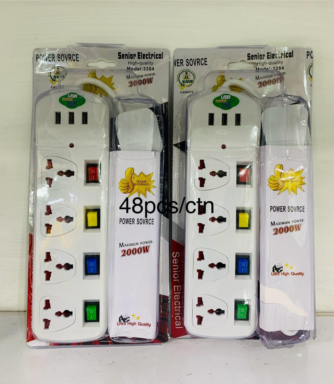 4 Way Socket Extension Cable. Heavy duty PVC cable and fire resistant material Power indicator neon light. Made of heat resistant hard ABS plastic making it withstand overheating.