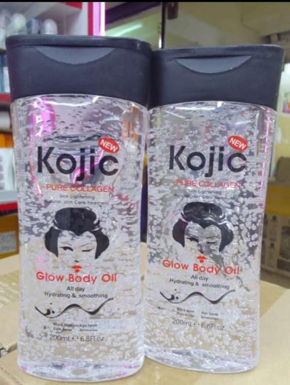 Kojic Pure Collagen Skin Lightening Glow Body Oil Brightens Skin, Reduces Dark Spots, Hydrates, Boosts Collagen, Anti-Aging, Soothes, For Body