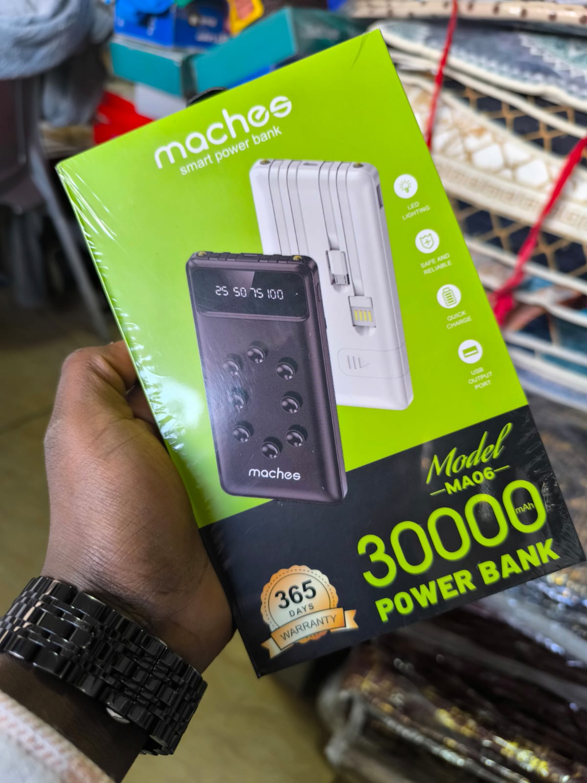 MACHES  MA06 Power Bank, 30000mAh 100W USB C Laptop Portable Charger, PD QC Fast Charging -ComesComes with 4 cables that can charge 4 different devices at a go.