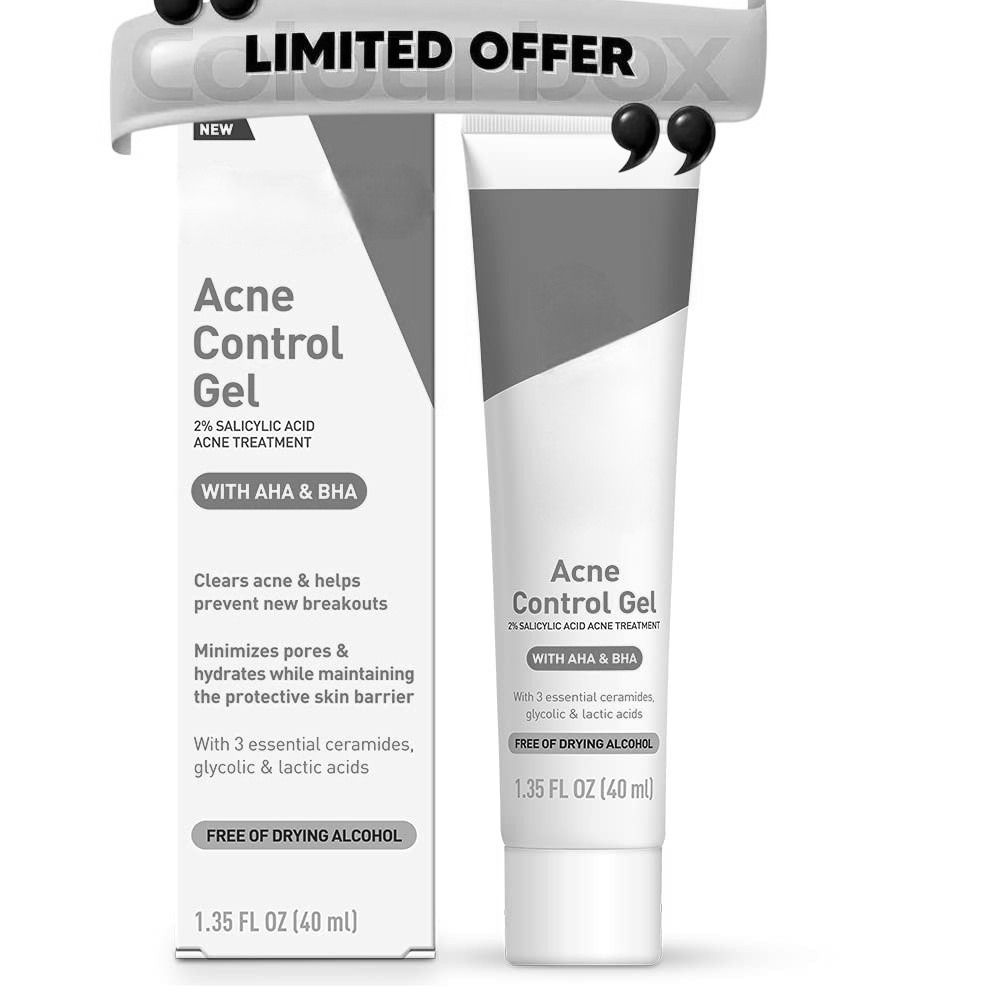 Salicylic Acid, AHA, BHA, Lactic Acid & Glycolic Acid Acne Treatment Acne Control Gel. Treats Acne, Removes Acne Marks, Breakouts, Hydrates, Minimizes Pores, Prevent Pimples, Exfoliates & Smooths