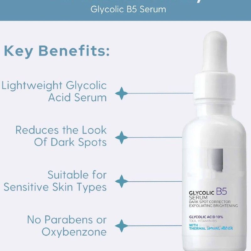 Glycolic B5 Dark Spot Corector, Exfoliating & Brightening Face Serum with TXA. Moisturizes, Exfoliates, Removes Dark Spots, Hyperpigmentations, Discolorartions, Brightens, Smooths & Even the skin tone