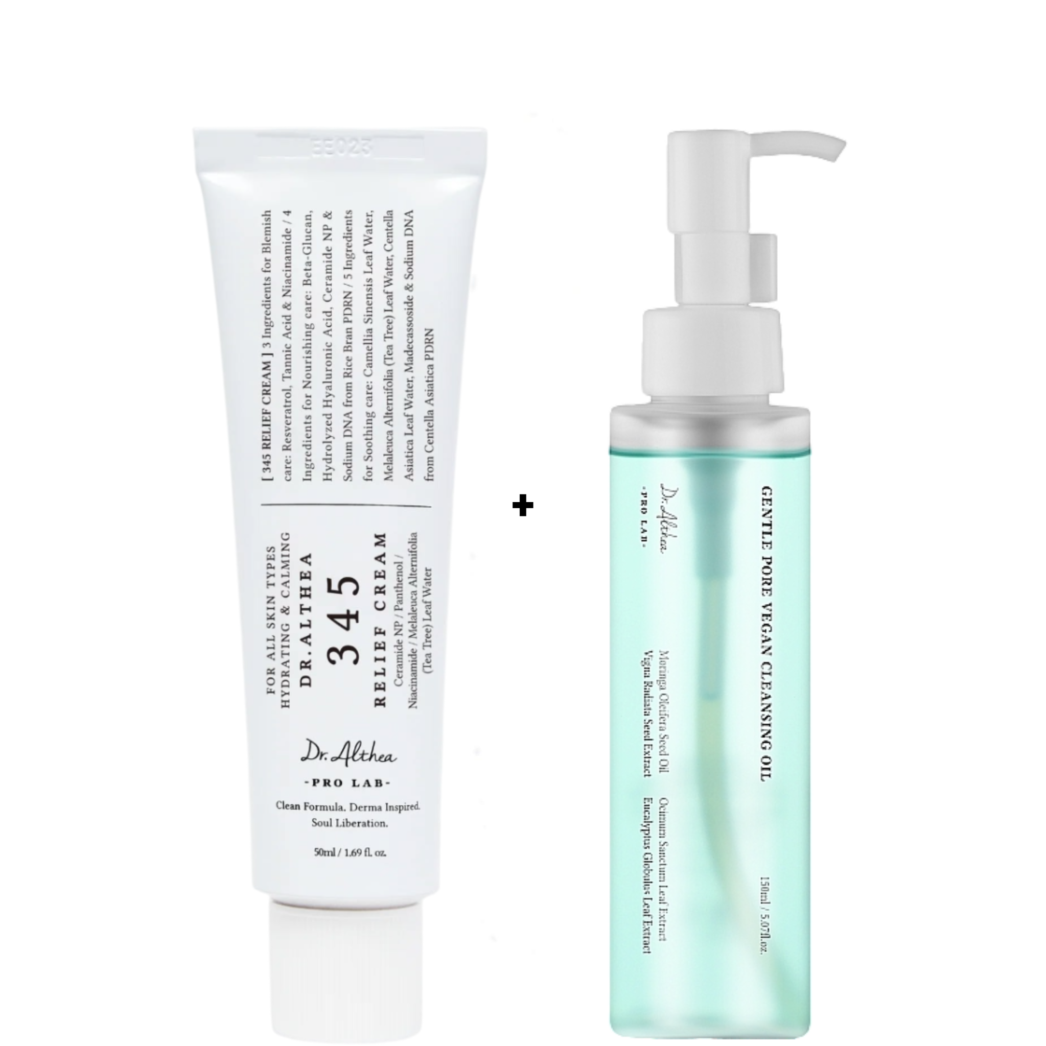 Dr Althea 345 Relief Cream + Dr Althea Gentle Pore Cleansing Oil. Moisturizes, Removes Dark Spots, Blemishes, Post Acne Mark, Evens skin tone, Soothes Redness, Unclog Pores, Cleanses, Locks Moisture