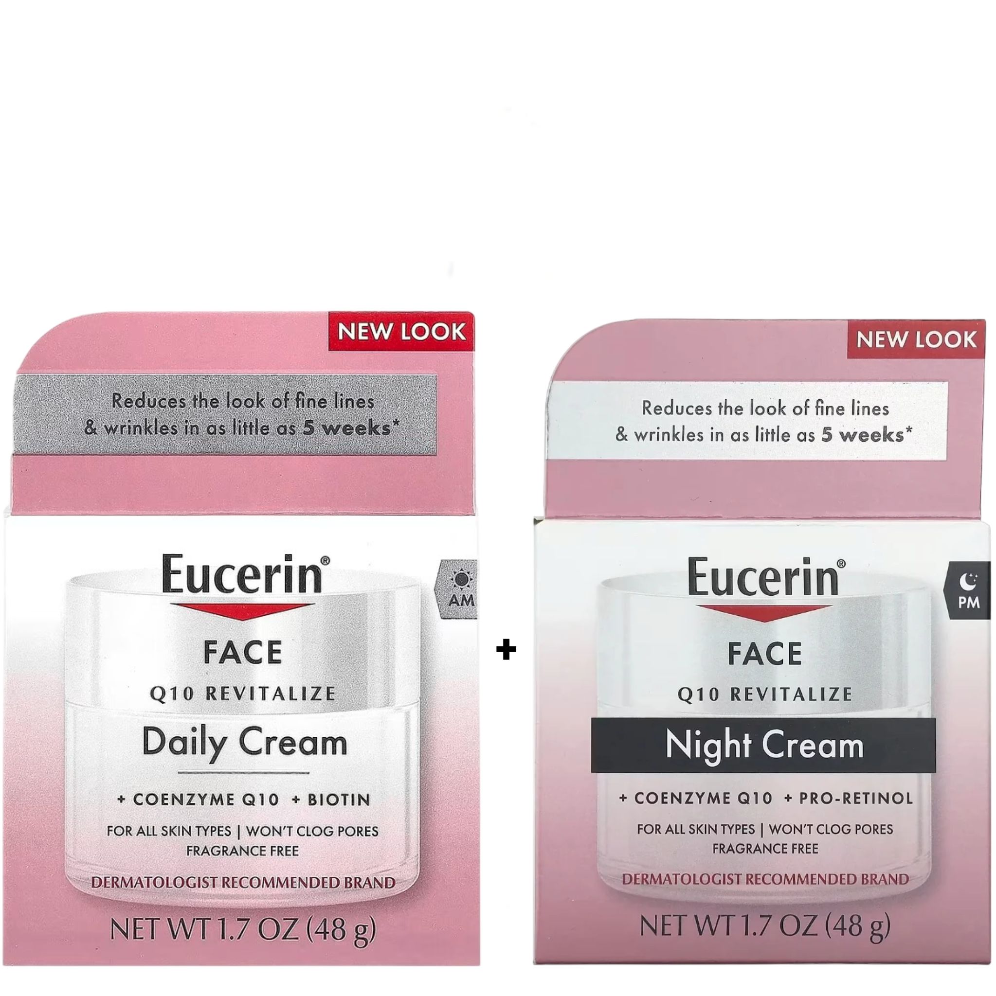 Eucerin Face, Q10 Revitalize Daily Cream with Biotin + Q10 Revitalize, Night Cream with Pro-Retinol. Moisturizes, Reduces the Look of Fine Lines & Wrinkles, Renews the skin, Firms the skin, Smooths...