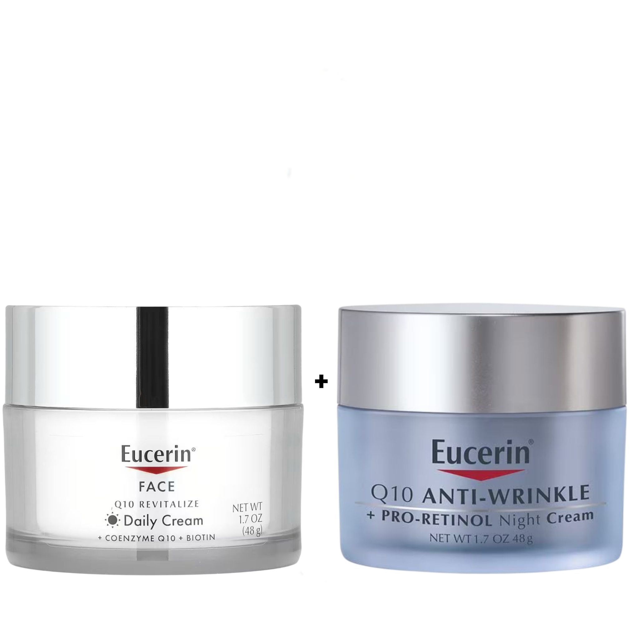 Eucerin Face, Q10 Revitalize Daily Cream with Biotin + Q10 Revitalize, Night Cream with Pro-Retinol. Moisturizes, Reduces the Look of Fine Lines & Wrinkles, Renews the skin, Firms the skin, Smooths...