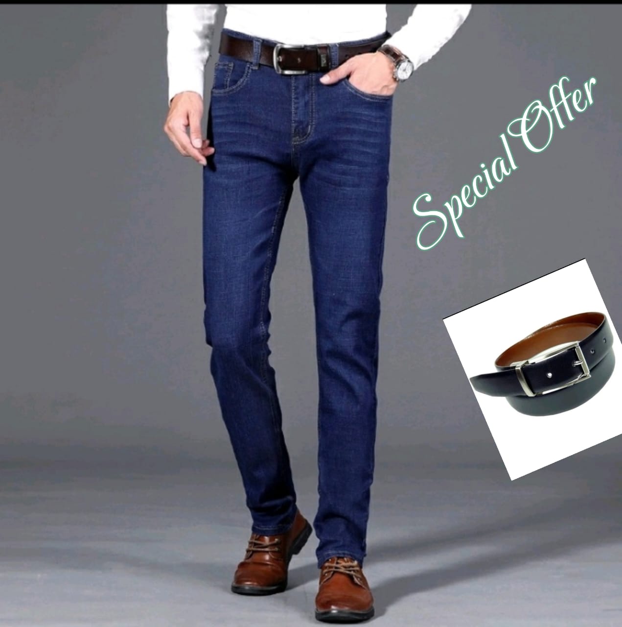 Fashion Mens Jeans Trousers with A FREE GIFT BELTConstructed with comfort in mind - our innovative flex waistband with stretch denim bands ensure a comfortable fit that moves and bends with