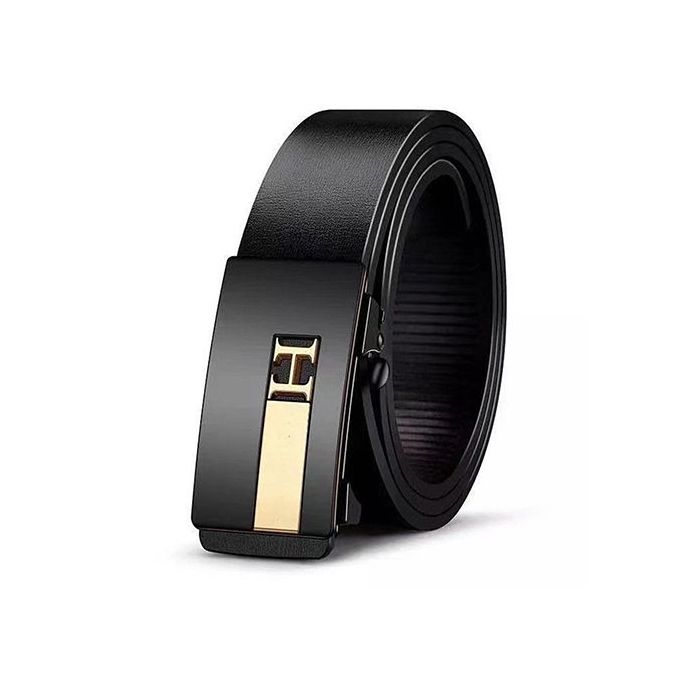 Fashion Men's Belt Leather Automatic Buckle Belts - BlackStyle: Fashion automatic buckle belts Belts Material: Leather Colour: Black Gender: Men Anti-dust casing High Quality Popular element: cowhide