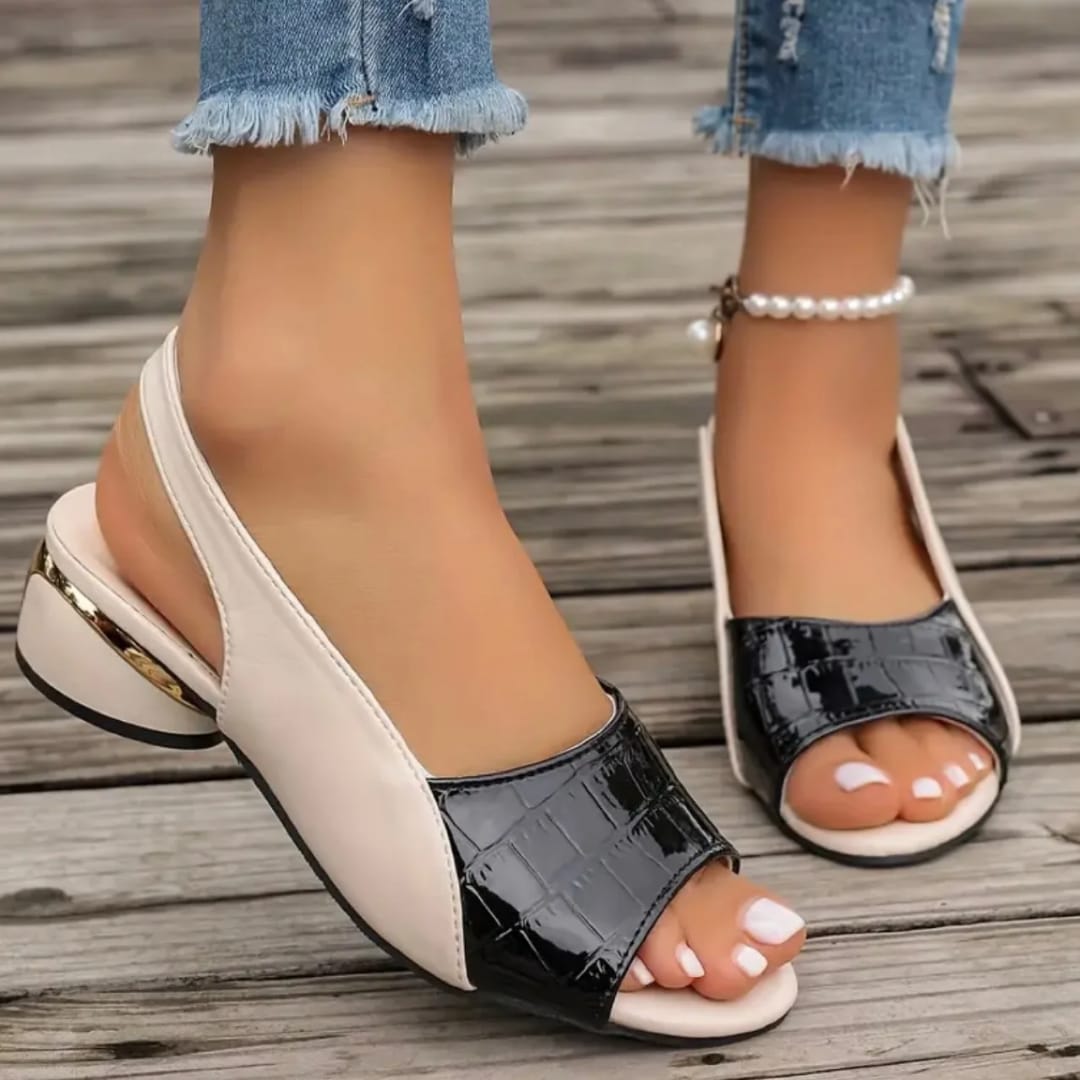 Ladies Low Heel Open Wedge Shoes
