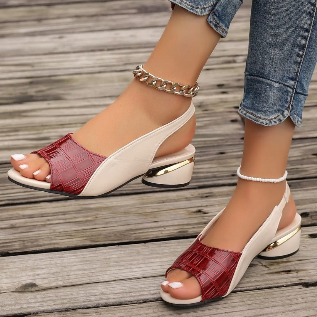 Ladies Low Heel Open Wedge Shoes