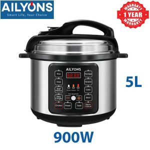 AILYONS LS-A1 5L Automatic Electric Digital Pressure Cooker.
Capacity: 5 liters 
Power: 900 watts 
Features: The cooker has a smart control panel with 10 preset cooking functions, including options fo