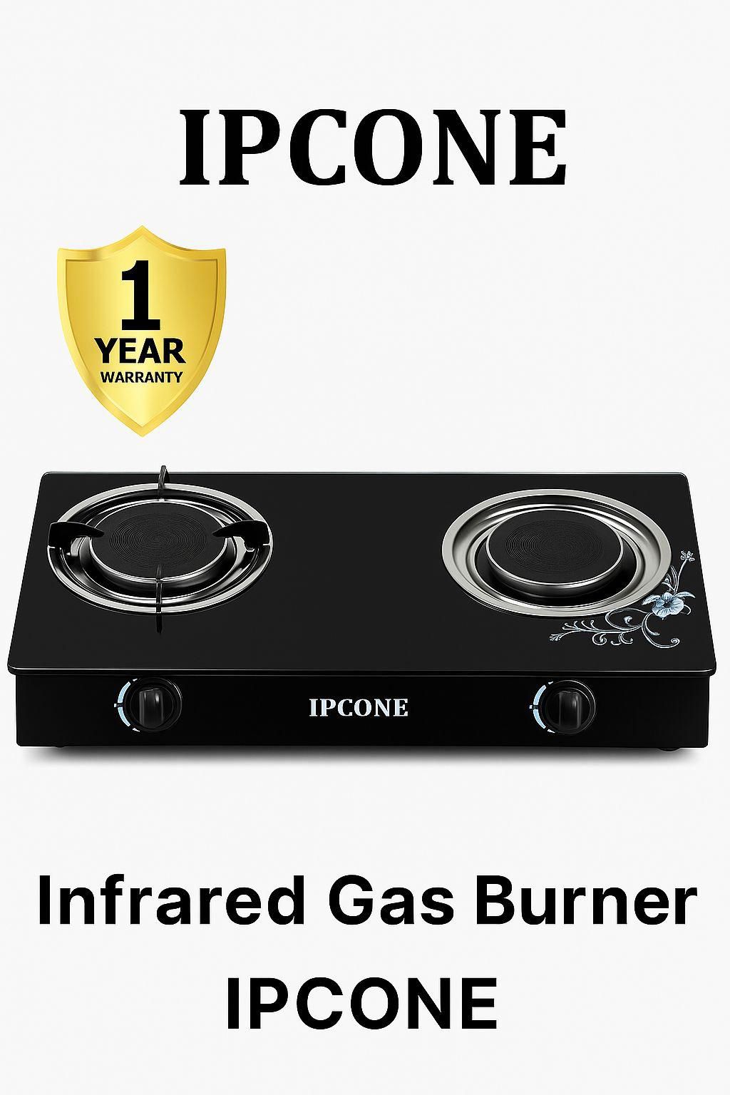 Ipcone 2-burner infrared gas cooker.
It features a tempered glass top, auto-ignition, and two independently controlled burners. 
The infrared technology is designed to provide fast, even heating and r