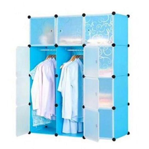 3 Column Portable Plastic Wadrobe-blue