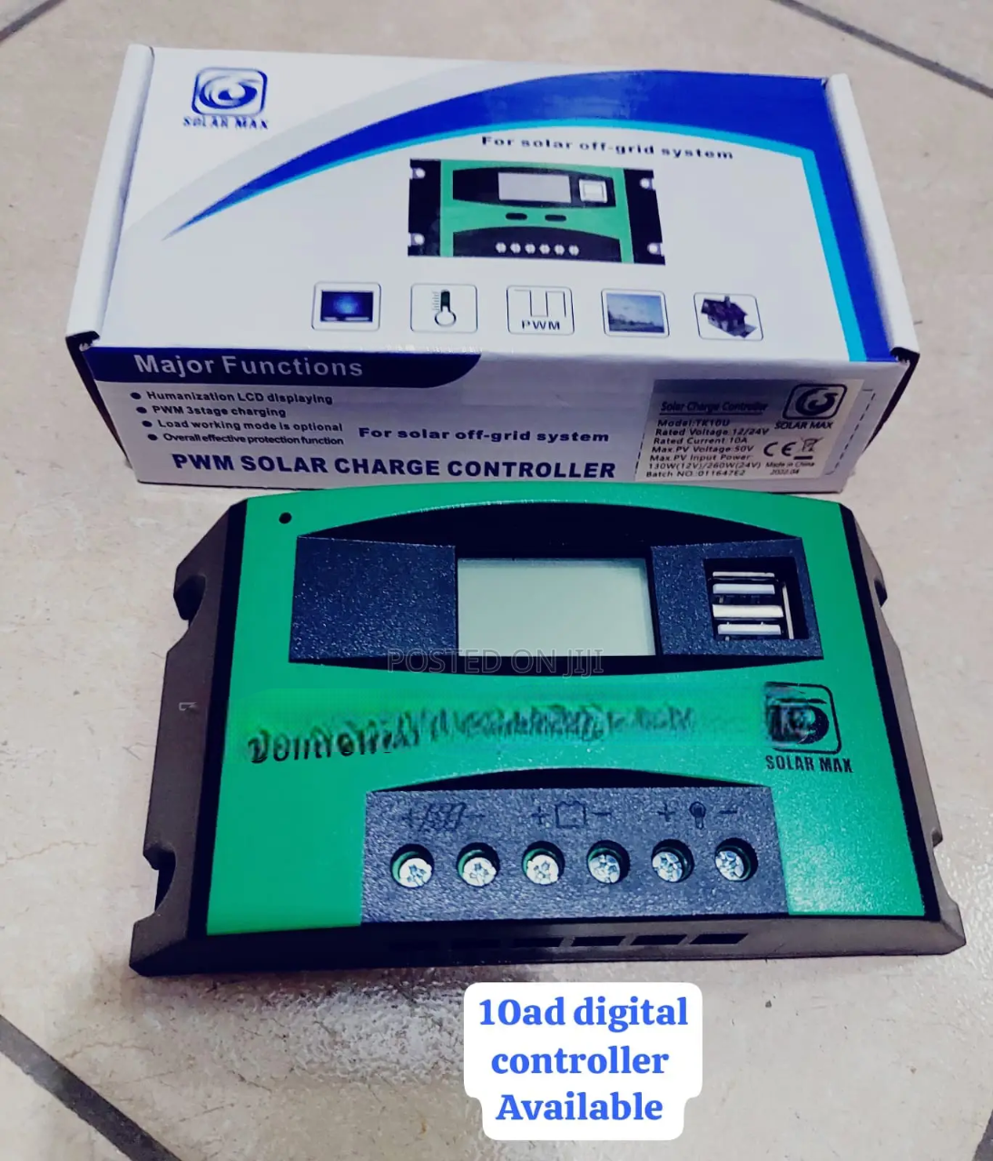 Solar Max 10A Digital Solar Charge Controller – LCD Display | Overcharge & Short Circuit Protection | Efficient Solar Panel Management.
