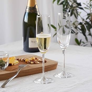 180ml Long Champagne Glass Set – Elegant Crystal Flute Glasses for Home, Weddings, Parties & Celebrations, Durable, Stylish & Perfect for Toasting.