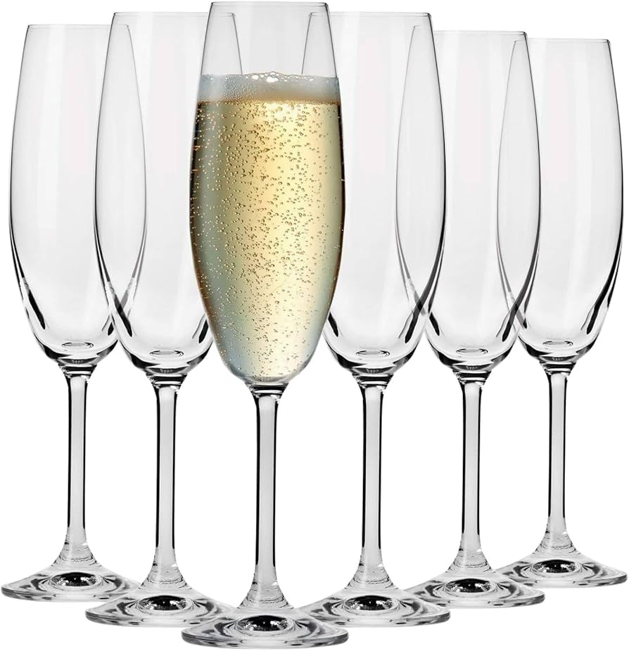 180ml Long Champagne Glass Set – Elegant Crystal Flute Glasses for Home, Weddings, Parties & Celebrations, Durable, Stylish & Perfect for Toasting.