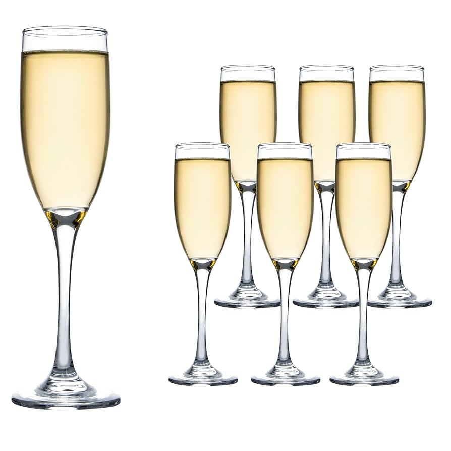 180ml Long Champagne Glass Set – Elegant Crystal Flute Glasses for Home, Weddings, Parties & Celebrations, Durable, Stylish & Perfect for Toasting.