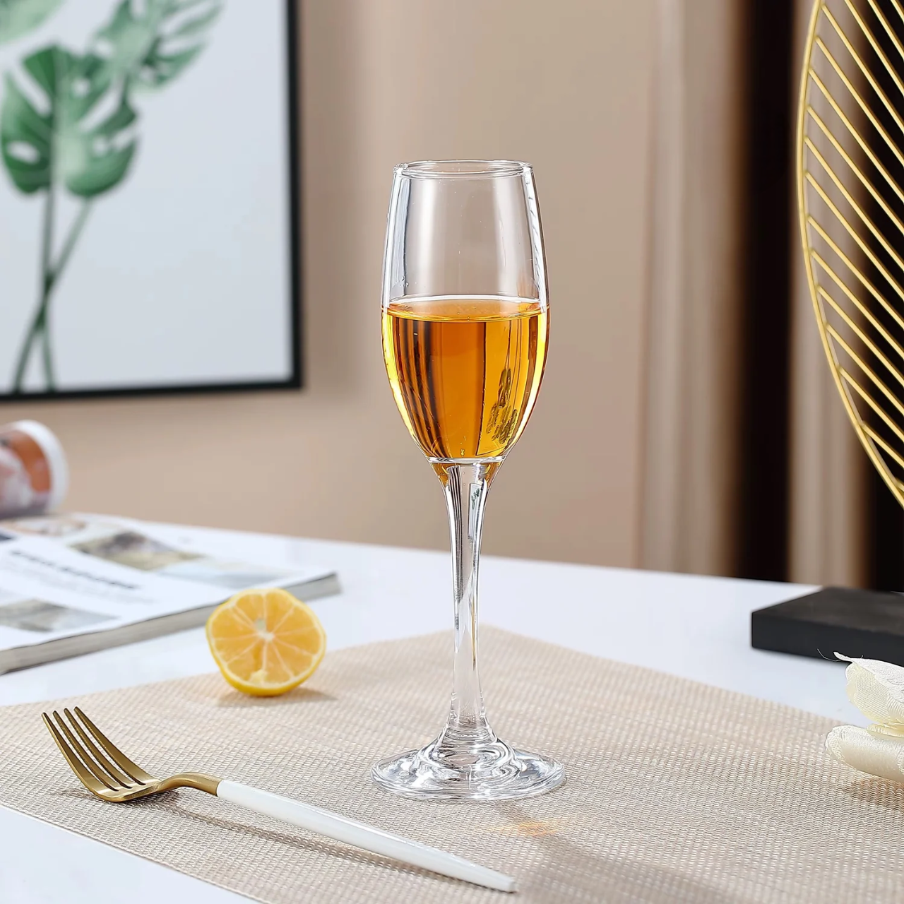 180ml Long Champagne Glass Set – Elegant Crystal Flute Glasses for Home, Weddings, Parties & Celebrations, Durable, Stylish & Perfect for Toasting.