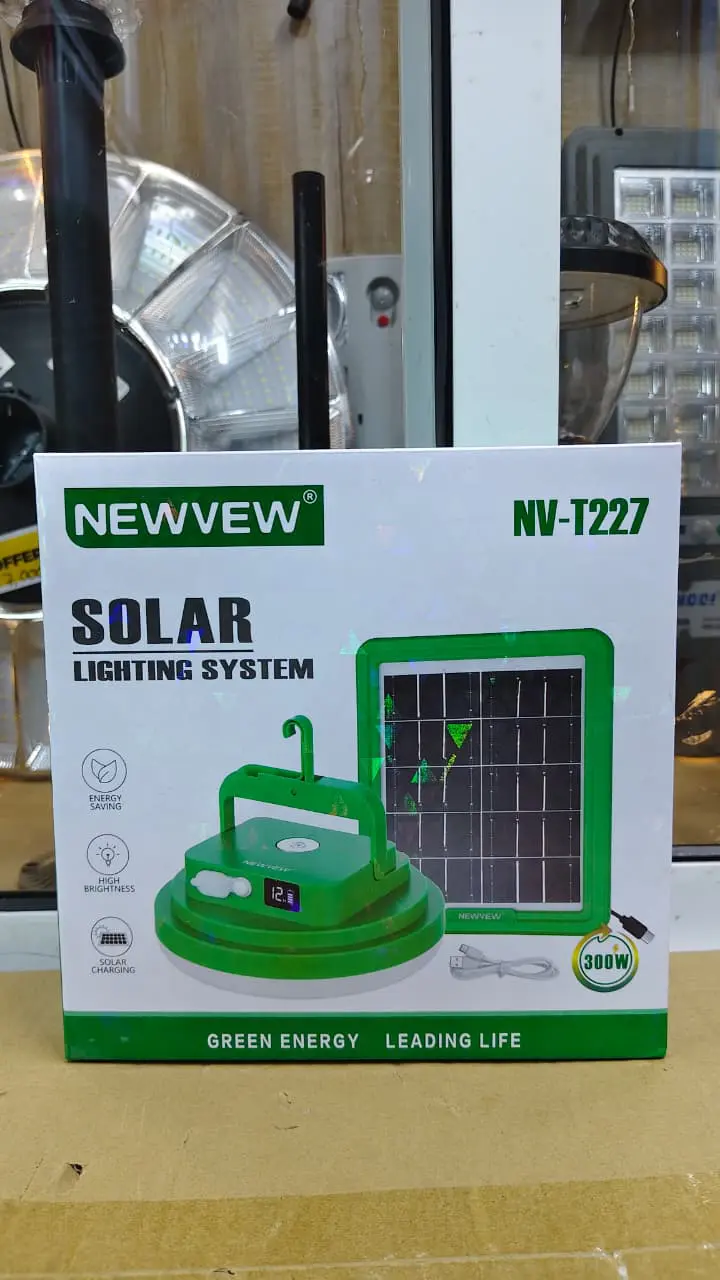300W Solar Rechargeable Light – Newvew NV-E961 Super Bright Portable LED with USB & Solar Charging. A powerful, energy-efficient lighting solution designed for homes, outdoor use, shops, camping.
