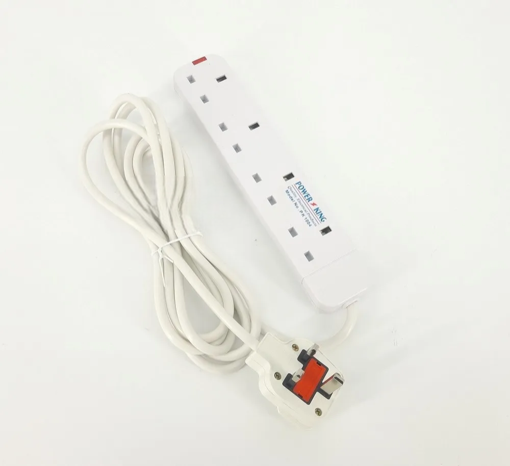 4-Way Extension Socket – Heavy Duty Power Strip with Surge Protection | 4 Universal Sockets & Strong Insulated Cable. A heavy-duty power strip engineered for safe, efficient, and long-lasting power di