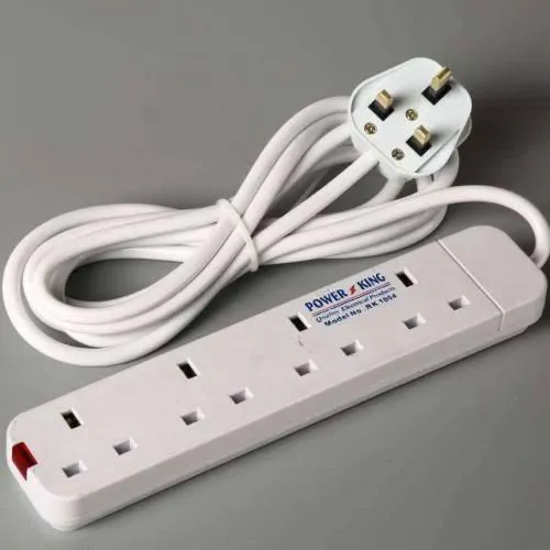 4-Way Extension Socket – Heavy Duty Power Strip with Surge Protection | 4 Universal Sockets & Strong Insulated Cable. A heavy-duty power strip engineered for safe, efficient, and long-lasting power di