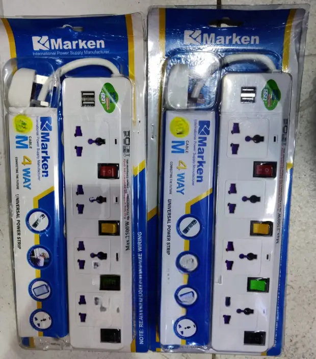 Marken 4-Way Power Extension with 2 USB Ports – 3 Metre Heavy-Duty Cable | Surge-Protected Power Strip. A modern, reliable power solution designed to safely power multiple devices at home, office.