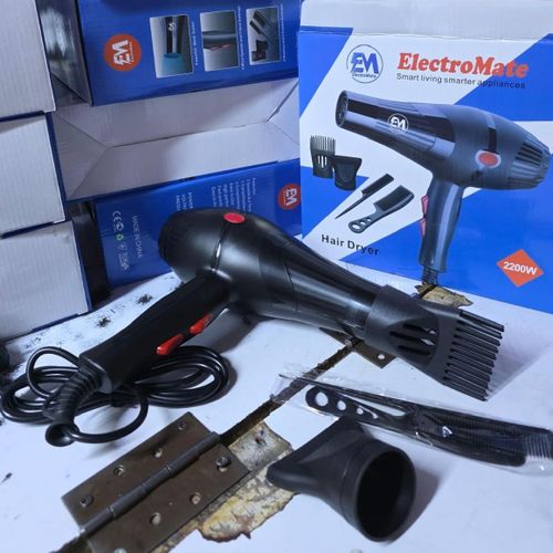 Electromate Blow-Dry Hair Dryer – Fast-Drying, Lightweight & Adjustable Heat & Speed Settings. Combines professional performance with home convenience, delivering fast, efficient, and safe hair drying