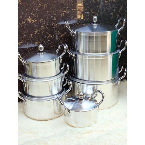 Original Tornado (TC) Cookware Set Sufuria – 14pcs Stainless Steel Pots with Lids | Free Spoons & Scotch – Silver. A premium, all-purpose cooking solution designed to meet everyday kitchen needs.