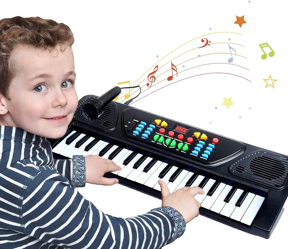 Electronic Keyboard Piano with Charging Cable & Microphone – Rechargeable Digital Keyboard for Kids & Beginners. A versatile and user-friendly digital piano designed for kids, beginners, and music.