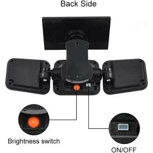 Solar Motion Sensor Flood Light with Remote Control – Triple Rotatable Heads, Waterproof Outdoor Security Light, High-Brightness LED, Automatic Night Lighting.