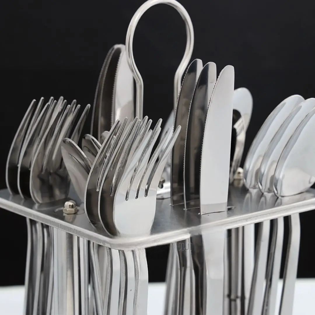 24PC Stainless Steel Cutlery Set – Elegant Silver Dinnerware for Home & Hotel. Bring elegance and durability to your dining table with this 24-Piece Stainless Steel Cutlery Set in Silver Colour.