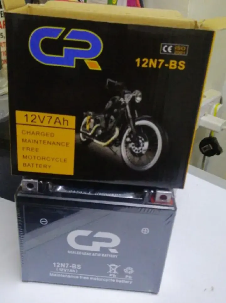 CR 12V 7Ah Sealed Lead Acid Battery (12N7-BS) – Long-Lasting Maintenance-Free Motorcycle Battery.Is a high-performance, maintenance-free motorcycle battery designed to deliver reliable starting power