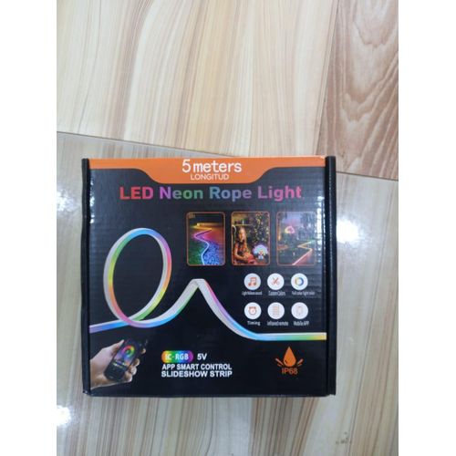 LED App Control Neon Rope Light – Smart 5M RGB Snake Light with Music Sync & Multiple Effects.A modern decorative lighting solution designed to transform bedrooms, gaming setups, living rooms, shops,