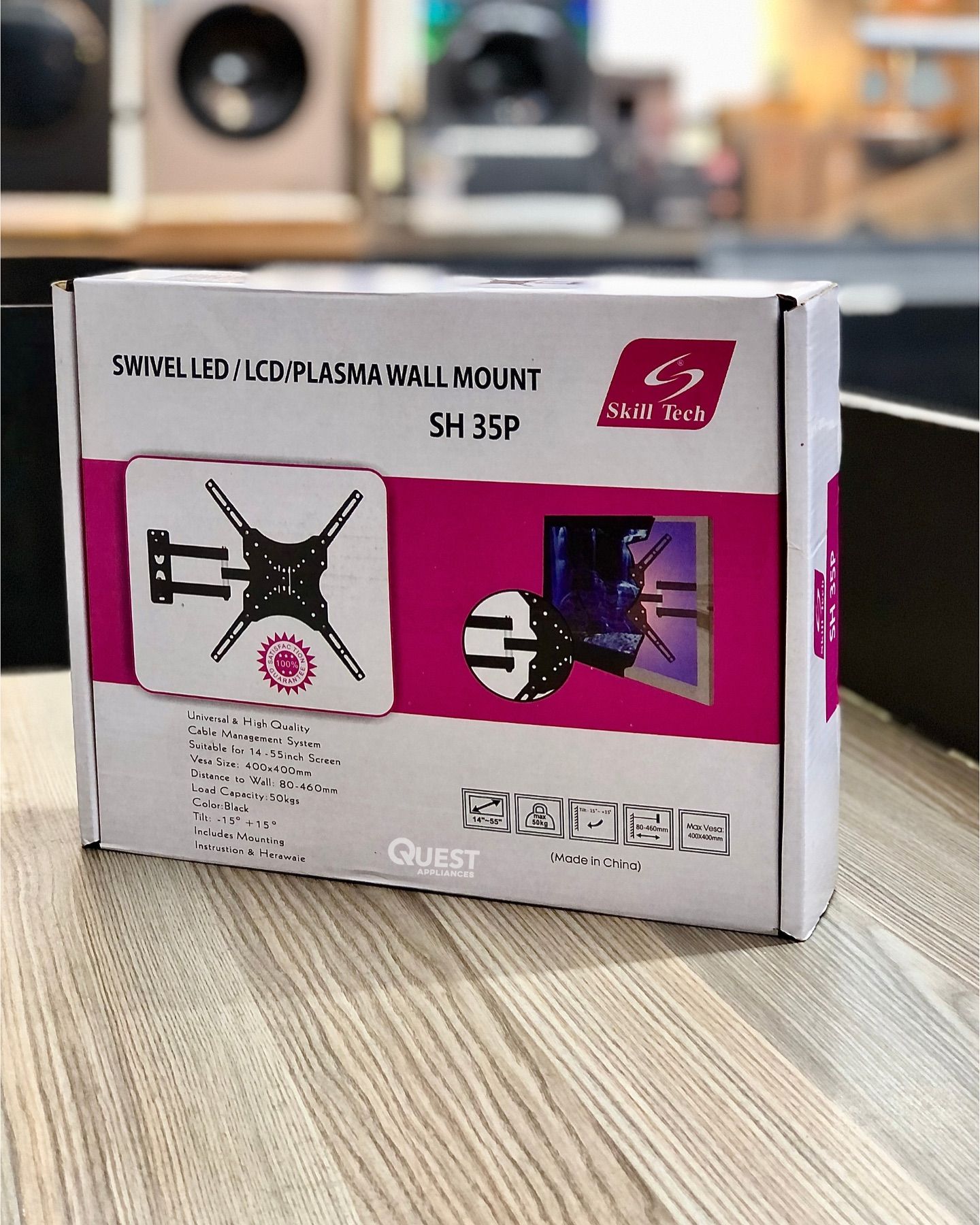 Tilting TV Wall Mount Bracket – 14" to 55" Screen | Max Load 50kg | Adjustable Tilt. Designed to securely hold TVs from 14 to 55 inches and support up to 50kg.