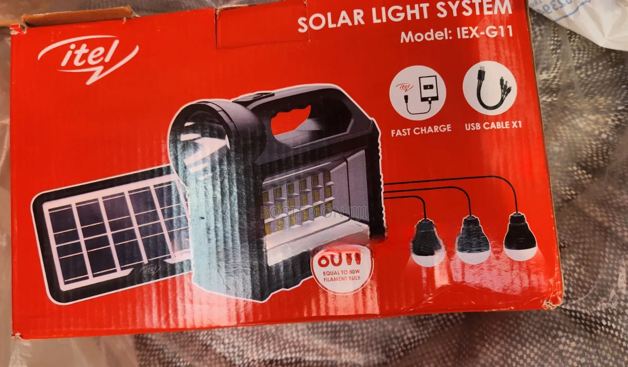 Itel Solar Light – Portable & Rechargeable LED Solar Lamp | Energy-Efficient Lighting. Illuminate your home, garden, or outdoor space with the Itel Solar Light, a compact and energy-efficient LED lamp
