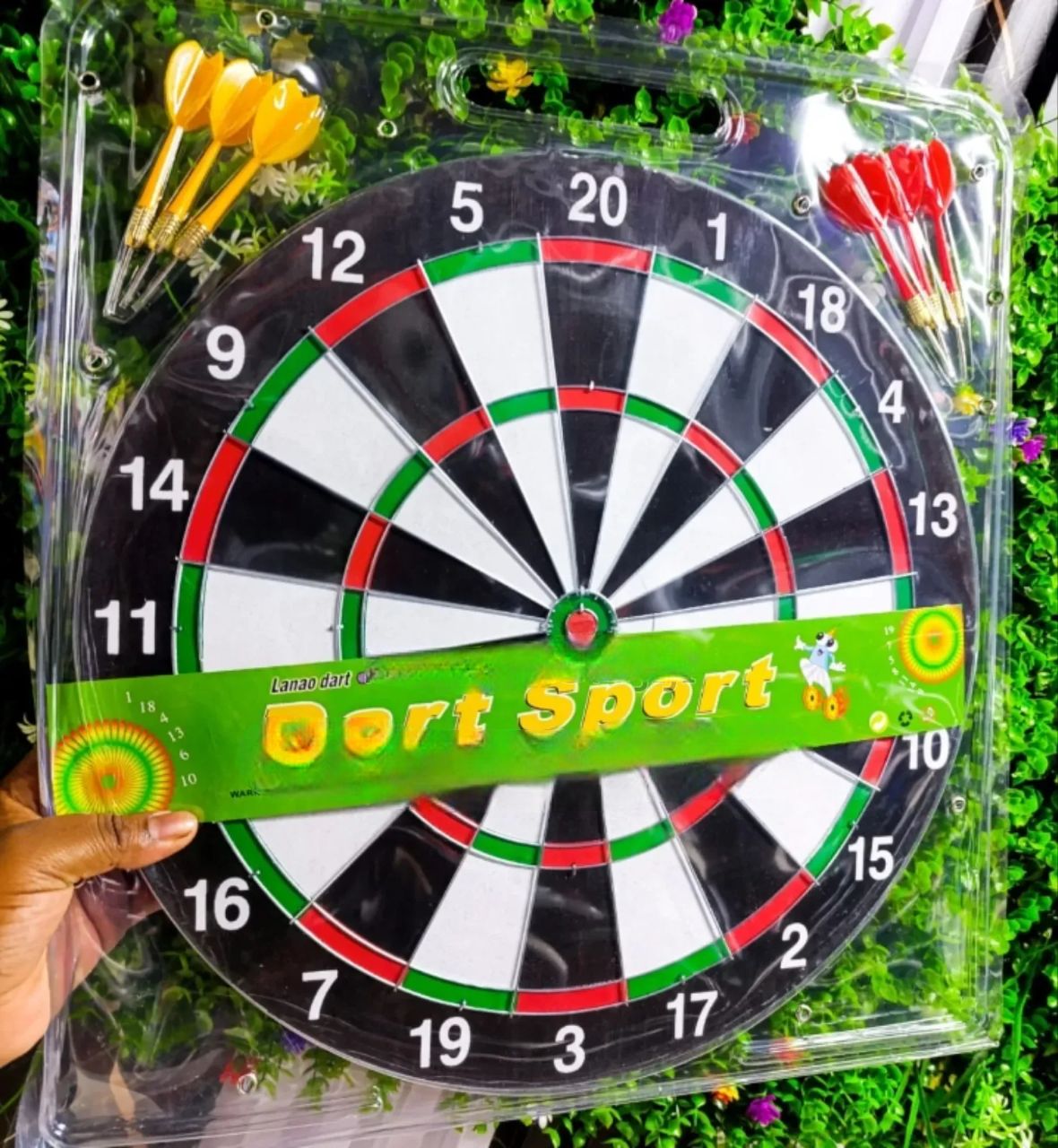 17 Inch Dart Game Set – Professional Bristle Dartboard with 6 Steel Tip Darts | Indoor Outdoor Wall Mount Target Board for Home, Office & Bar Games