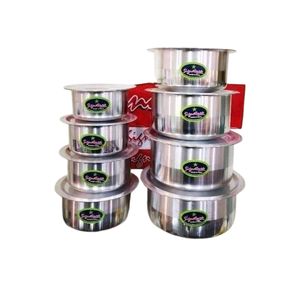 Signature 12/19 (8PCS) Aluminum Sufurias Cooking Pot Set – Heavy Duty Non-Rust Kitchen Cookware with Lids | Silver