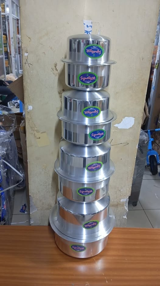 Signature 12/19 (8PCS) Aluminum Sufurias Cooking Pot Set – Heavy Duty Non-Rust Kitchen Cookware with Lids | Silver