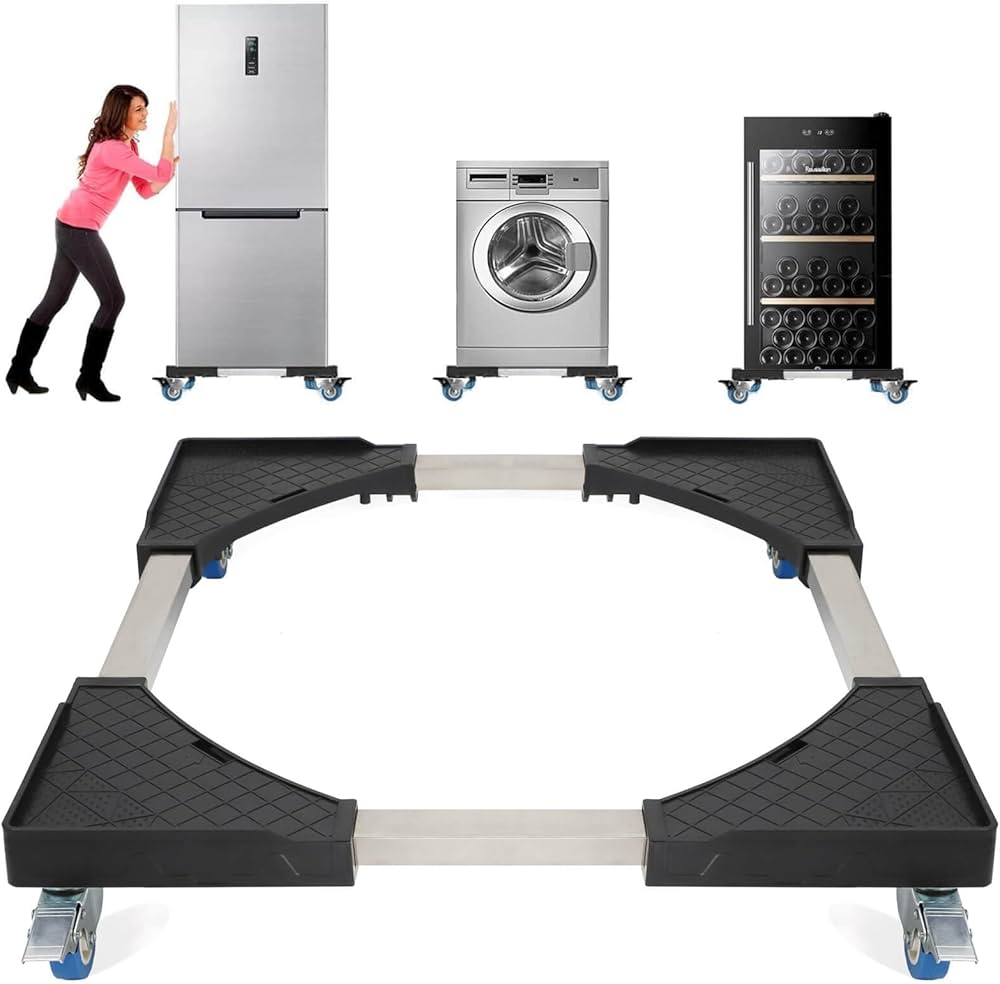 Adjustable Fridge & Washing Machine Base Roller Trolley – Heavy Duty Movable Stand with Wheels. Make moving heavy appliances effortless with this Adjustable Fridge & Washing Machine Base Roller Trolle
