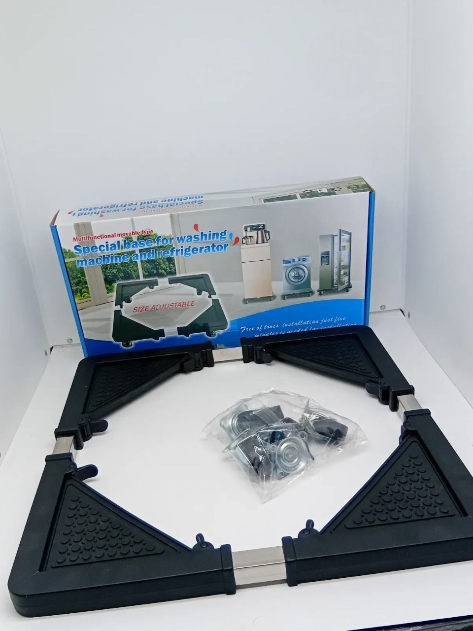 Adjustable Fridge & Washing Machine Base Roller Trolley – Heavy Duty Movable Stand with Wheels. Make moving heavy appliances effortless with this Adjustable Fridge & Washing Machine Base Roller Trolle