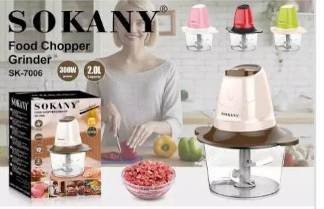 SOKANY 300W Food Processor Grinder – 2.0L Capacity Multi-Purpose Electric Chopper for Meat, Vegetables & Spices | Durable, Fast & Easy to Use Kitchen Appliance 🔪🥩🥬